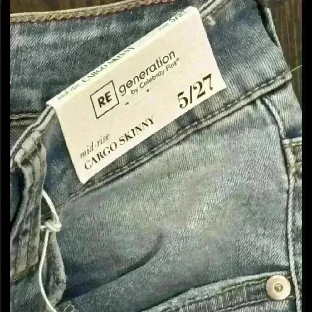 NWT REGENERATION BY CELEBRITY PINK mid rise cargo skinny jeans size 5 juniors - Picture 6 of 6